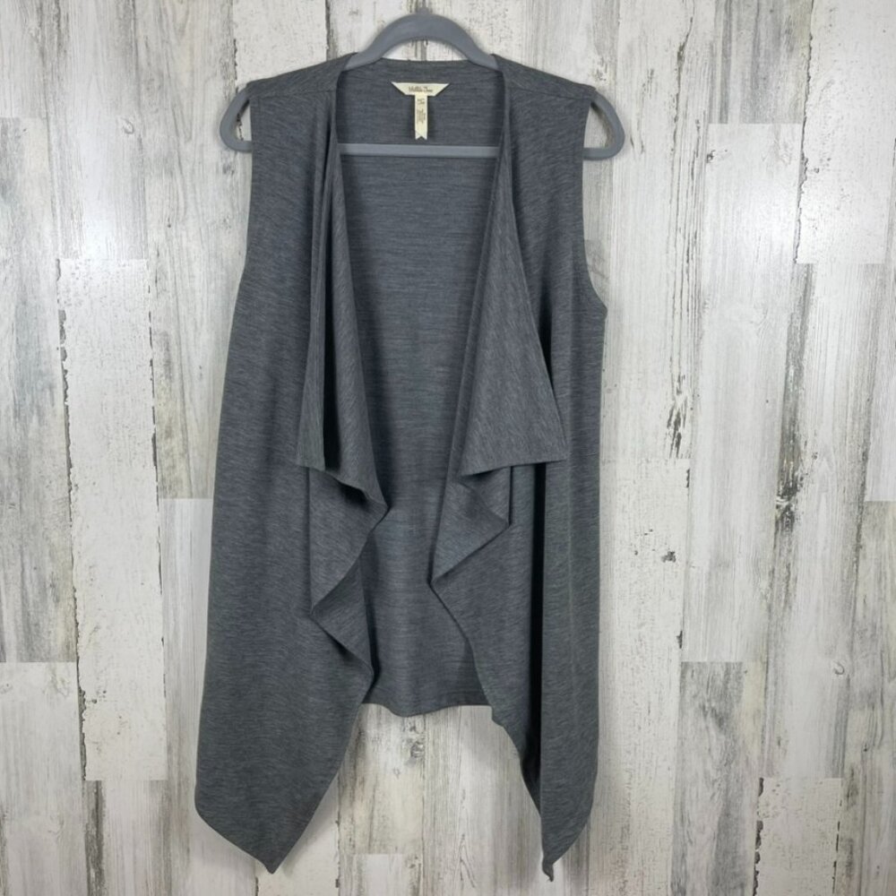 Matilda Jane open front‎ waterfall cardigan gray size Small sleeveless layering